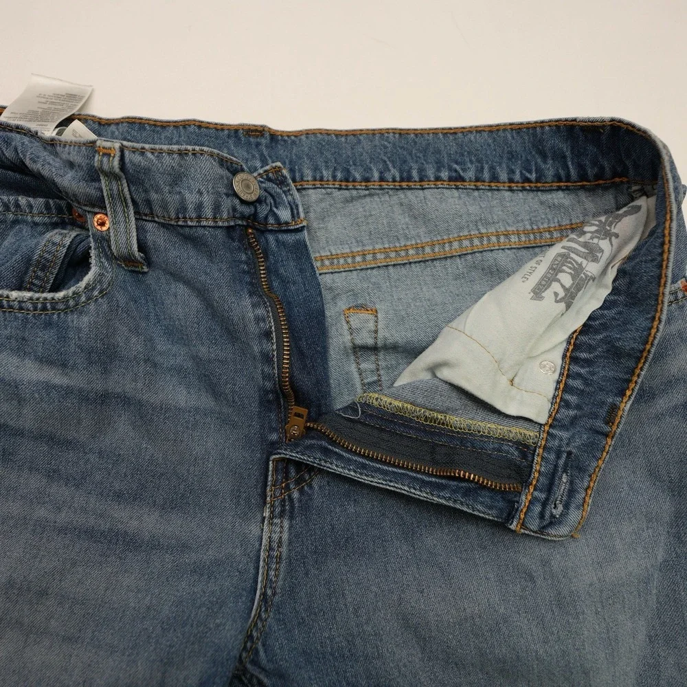 Levis 502 34X30 (35X28) Mens Thigh Distressed Straight Jeans Casual Ripped Pants